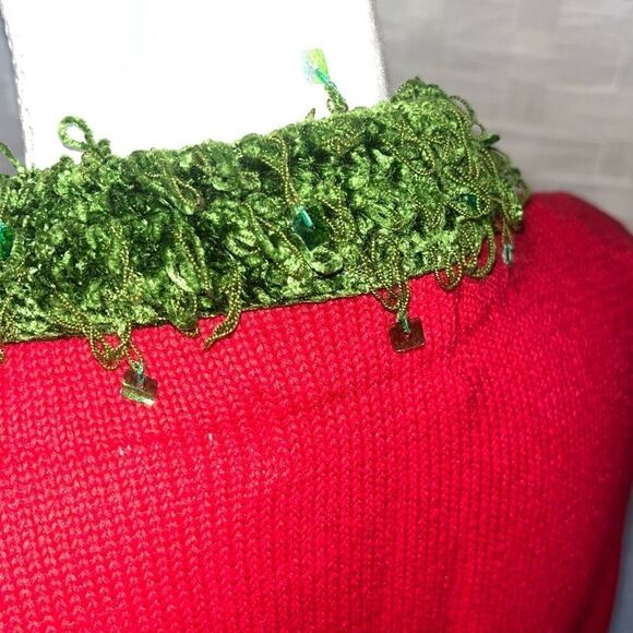 Vintage Berek 2 Red Christmas Sweater Takako Sakon Button Front Size Large - Picture 7 of 16